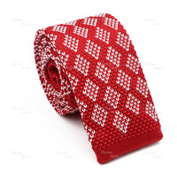 Novelty Chic Knitted Ties For Men Women Red Green Grey Woven Necktie Plaid Geometric Pattern Skinny Slim Narrow Winter Cravat