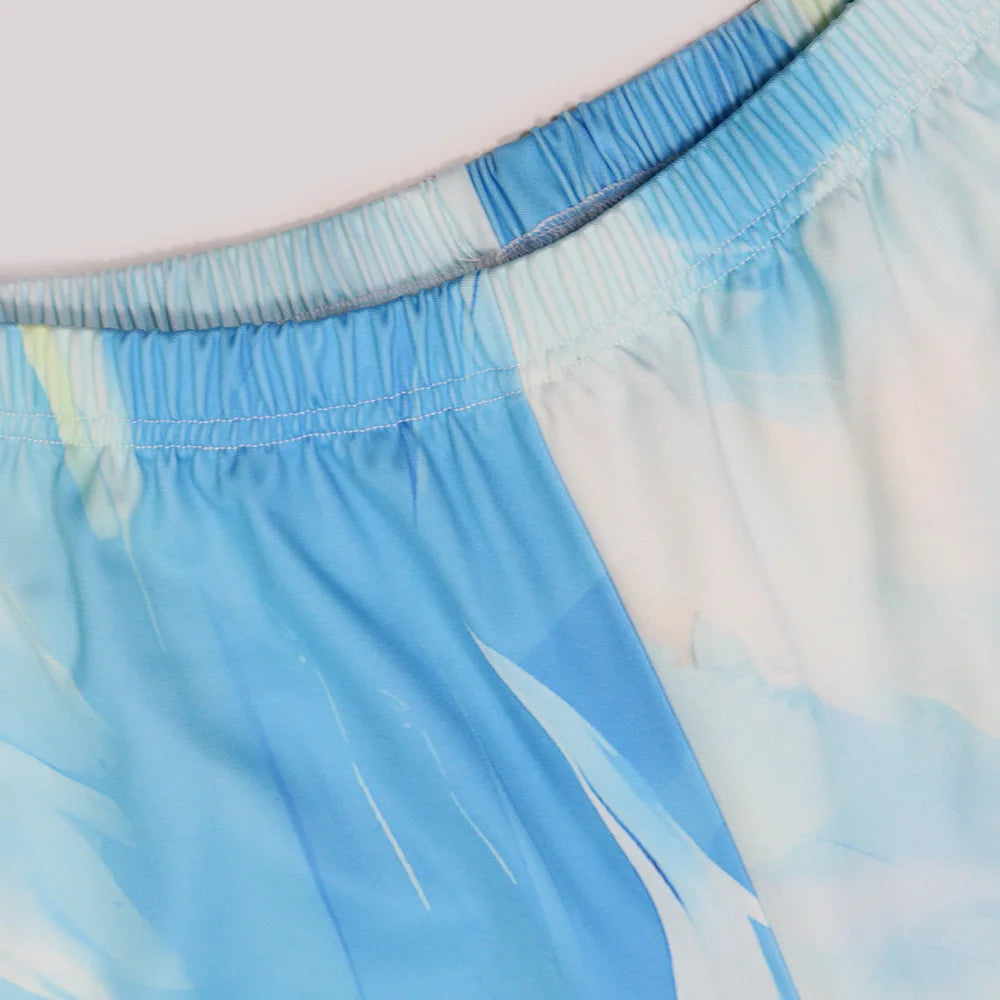 CM.YAYA Beach Holiday Print Women's Set Strapless High Low Blouse Top and Pants Suit 2025 Street Summer Two 2 Piece Sets Outfit