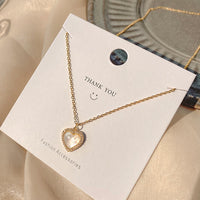 Trendy Heart Shaped Pendant Necklace Opal Chain Shiny Women 2023 Temperament Jewelry Choker Necklace Wedding Jewelry Gifts