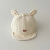 Cartoon Bear Baby Baseball Hat with Ears Cute Solid Color Infant Peaked Cap Kawaii Spring Summer Kids Cotton Sun Hats