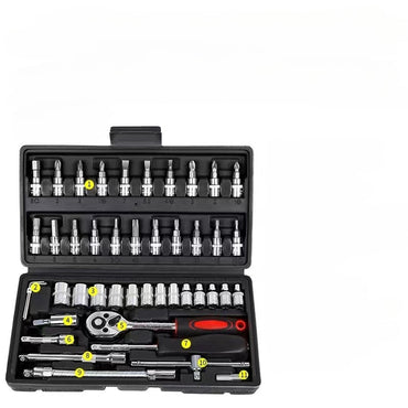 46pcs Car Repair Tool Kit Socket Set Car Repair Tool Ratchet Torque Wrench Combo Auto Repairing Tool Set