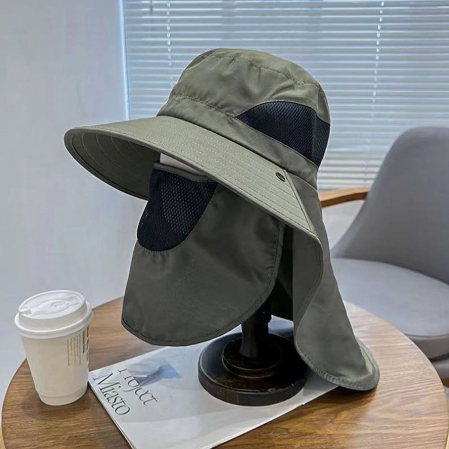Outdoor Fishing Hat With Neck Flap Uv Protection Foldable Bucket Hats For Men Women Cycling Hiking Wide Brim Summer Sunshade Cap