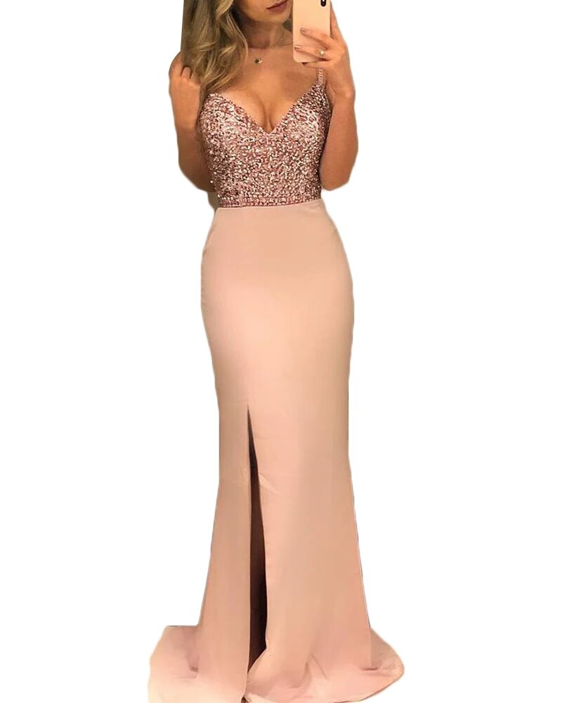 Kayotuas Women Dress Fashion Sequins Long Evening Cocktail Bodycon Party Ball Gown Formal Office Lady Beachwear Bikini Cover Up