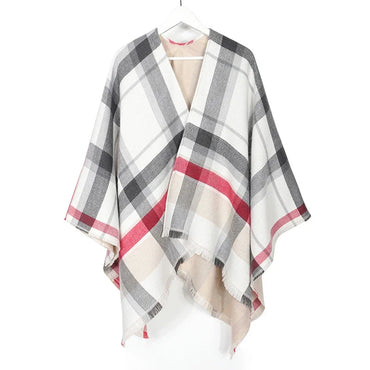 2023 Women's V-neck Cashmere Bat Sleeved Poncho Cape Coat Shawl Cardigan Argyle with Tassels Detail Female Spring Autumn Ponchos