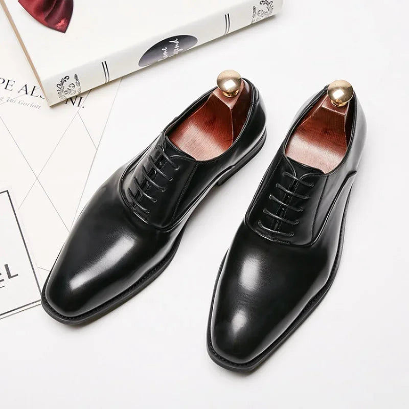 Fashion Business Men Shoes Formal Lace Up Dress Shoes Men Oxfords Footwear High Quality Leather Shoes for Men Zapatos De Hombre