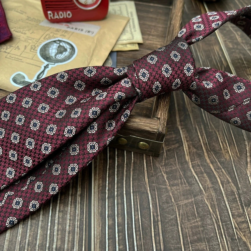 New Trendy Navy Brown Neckties For Men 7cm Formal Business Silk Neck Tie Shirt Suit Cravat Tuxedo Wedding Party Daily Wear Gifts