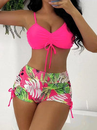 High Waist Swimsuit Women Sexy Summer Micro Bikini Set Plus Size Swimwear Drawstring Print Bathing Suit 2024 Mujer Beach Wear XL