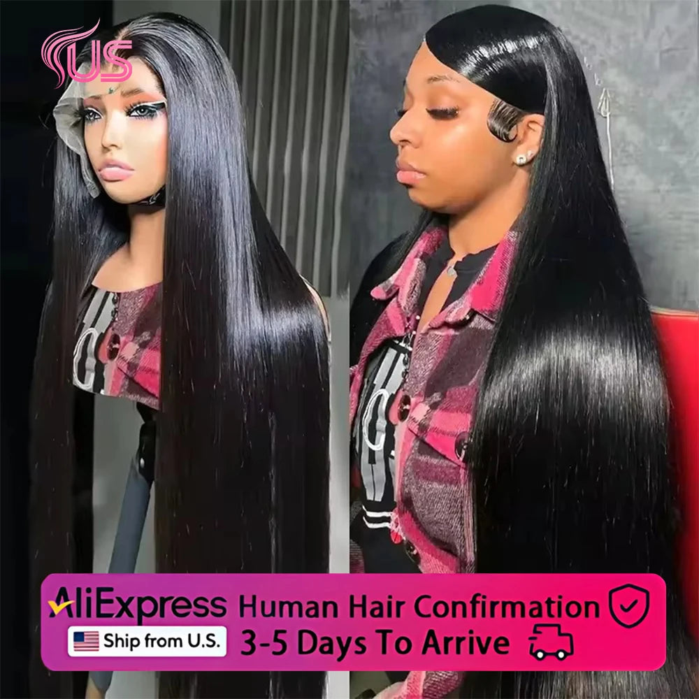 30 40 Inch Bone Straight Lace Human Hair Front Wigs 13x6 13x4 Hd Transparent Lace Frontal Wig 210 Density Lace Wigs For Women