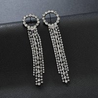 New Luxury Rhinestone Crystal Long Tassel Earrings for Women Bridal Drop Dangling Earrings Party Wedding Jewelry Gifts