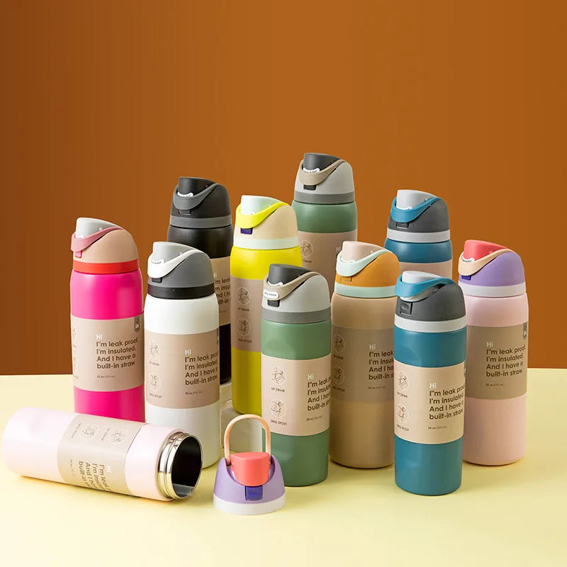 Hot-selling Stainless Steel Insulated Cups Large-capacity Portable Hand-held Sports Water Cups Car-mounted Handle Insulated Cups