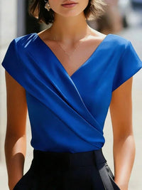 2026 Summer New Style for Women, Slim, Comfortable and Versatile Cross V-neck Short-sleeved Tops for Women