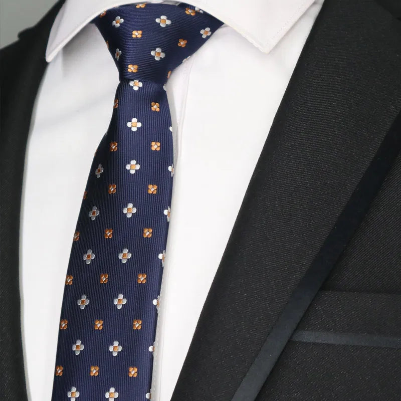 New Slim Narrow Skinny 6CM Mens Necktie Neck Ties For Man Plaids Polka Dot Stripes Jacquard Cravat Business Party Corbatas