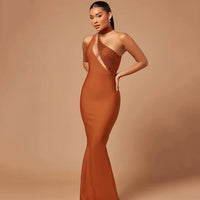 2024 New Bandage Dress Women Sexy Beading Patchwork Bodycon Clothes Club Party Celebrity Dresses