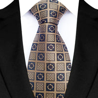 Luxury 8CM Mens Necktie Brown Orange Color Dot Stripes Ties For Man Groom Jacquard Woven Neck Tie For Business Wedding Party