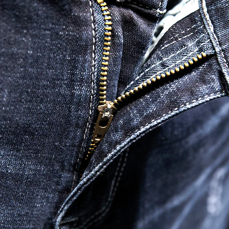 2025 New Ripped Jeans Men Slim-fit Denim Pants Cotton Korean Style Fashion Elasticity Versatile Blue Black Men's Clothing