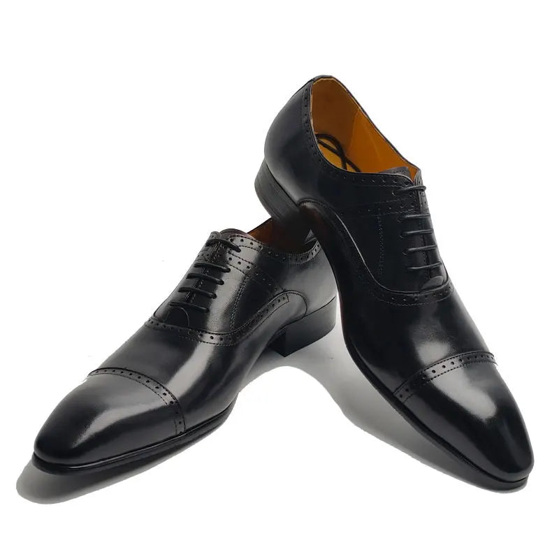 Elegant Formal Men Shoes Top Layer Cow Leather Oxfords Business Office Lace Up Luxury Design Handmade Dress Fashion Males' Shoe