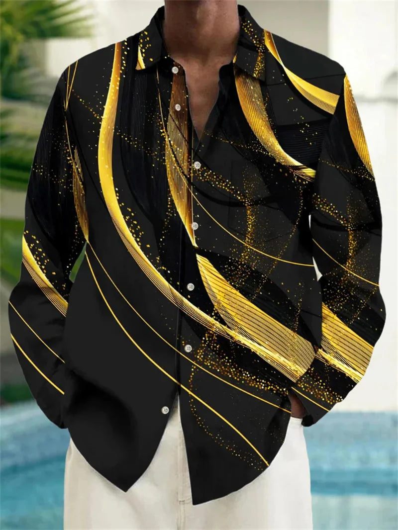 2025 new men's design button up long sleeved shirt, casual and fashionable street top, daily comfortable collar shirt