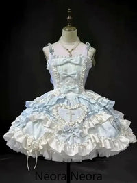Lovely Kawaii Slash Neck Slim Lolita Dress Women Sweet Design Bow Off Shoulder Sling Dresses Elegant Cute Pretty New Clothing