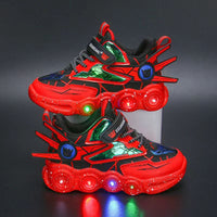 New Spiderman Led Mesh Sneakers Girls Boys Kids Luminous Glowing Sneakers Shoes for Boys Girls Lighted Led Baby Children Shoes