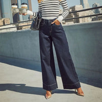 Fashion Wide Leg Jeans Women 2025 Spring Autumn New Retro High Waist Pant Solid Chic Casual Trousers Office Lady Street Pants