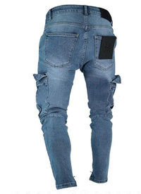 Spring New Hot Sale Stretch Men's Jeans Fashion Trendy Casual Knee Wear-Resistant Comfortable Zipper Feet Skateboard Pants