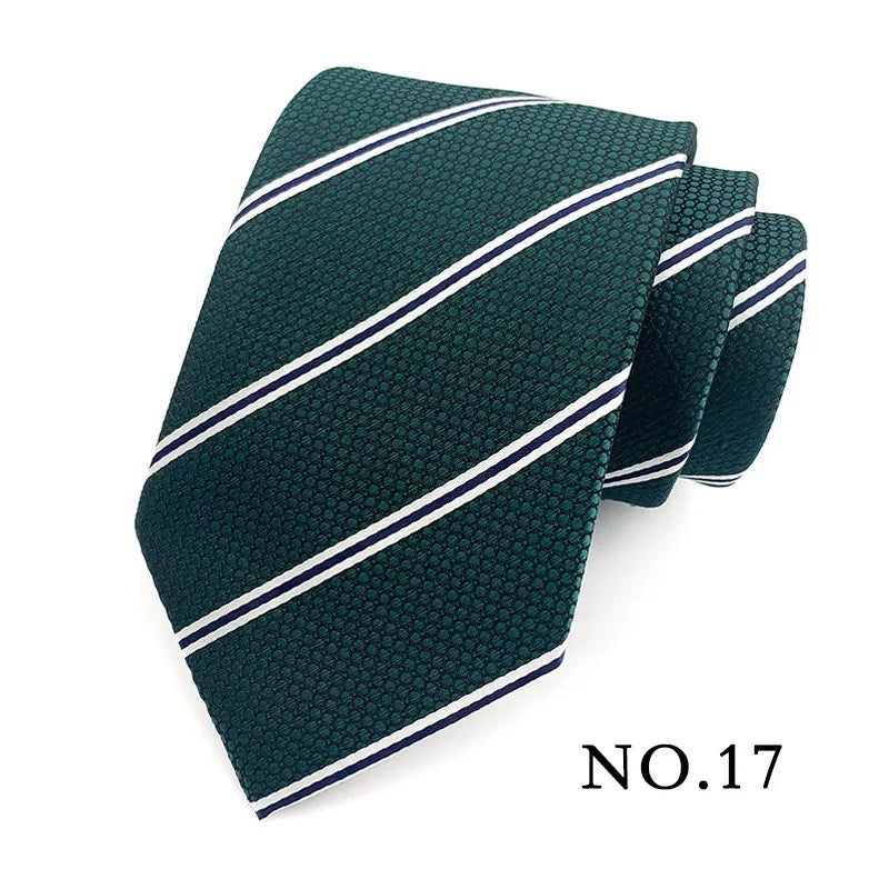 Fashion 8CM Mens Necktie Polka Dot Stripes Paisley Ties For Man Jacquard Woven Ascot Green Color Business Party Accessories