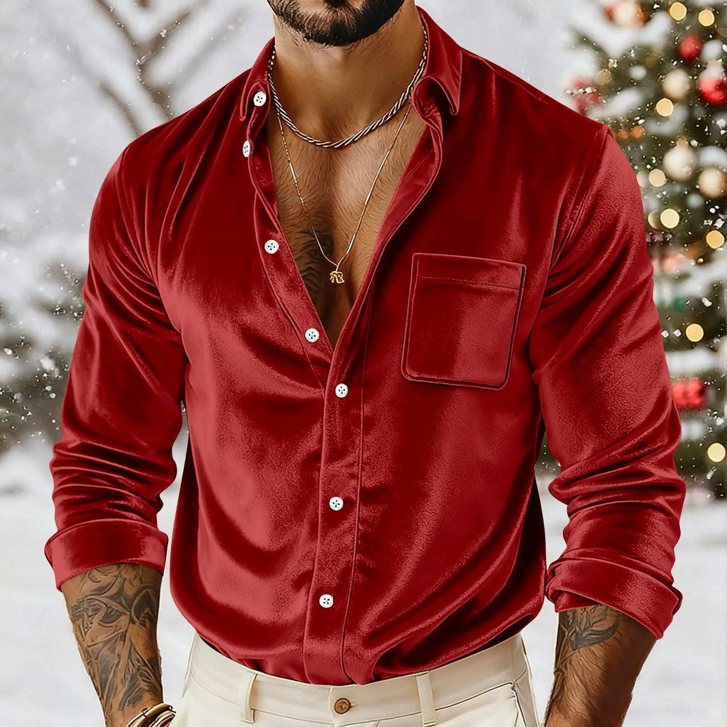 Men's Luxury Velvet Button-Down Shirt | Loose-Fit Casual Dress Shirt For Party & Daily Wear Autumn/Winter Men's Velvet Shirts