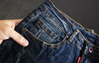 Jeans for Men Straight Cropped Trousers Graphic Motorcycle with Print Pockets Male Cowboy Pants Denim Y 2k Vintage Cotton Luxury