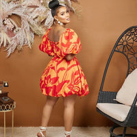 African Print Dresses for Women Summer Elegant African Off Shoulder Short Puff Sleeve Mini Birthday Evening Gowns African Dress