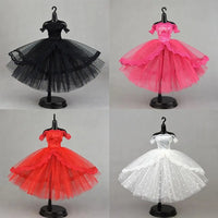 Dress Up Doll Dress Evening Party Prom Dress Lace Dolls Clothes Mini Black Tutu Dotted Doll Princess Dress Doll Accessories