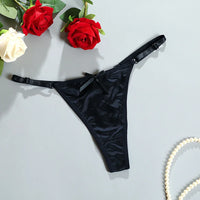 New Adjustable Girls G-Strings Pants Satin  Cotton Crotch T-Back Women's Sexy Thin Strap Bow Underwear Plus Size