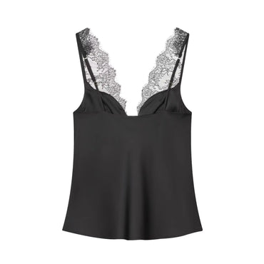 TFMLN Women Lace Splice Sexy Sling Sleeveless Tops 2026 New Fashion Deep V Neck Elegant Outfit Chic Street Casual Clothing