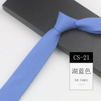 Classic 6cm Solid Navy Brown Neckties For Men Narrow Soft Cotton Neck Ties Casual White Tie Club Party Shirt Accessories Cravat