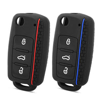 Car Key Case for VW Golf Jetta POLO for Skoda Yeti Superb Rapid Octavia for SEAT Leon Ibiza 3 Button Silicone Key Cover