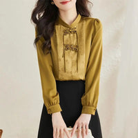 Early Spring Tops for Women Shirts for Spring Wear 2025 New French Temperament New Chinese Puff Sleeve Cardigan