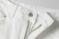 Mens White Jeans Pants Slim Fit Streetwear Distressed Black Denim Overalls Retro Y2k Solid Color Straight-leg Jeans Men Ripped