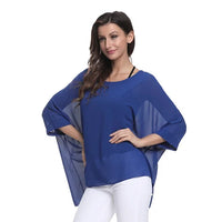 BHflutter White Blouse Shirt Women Fashion Batwing Casual Summer Tops Tees Ladies Print Chiffon Blouses Streetwear Plus Size