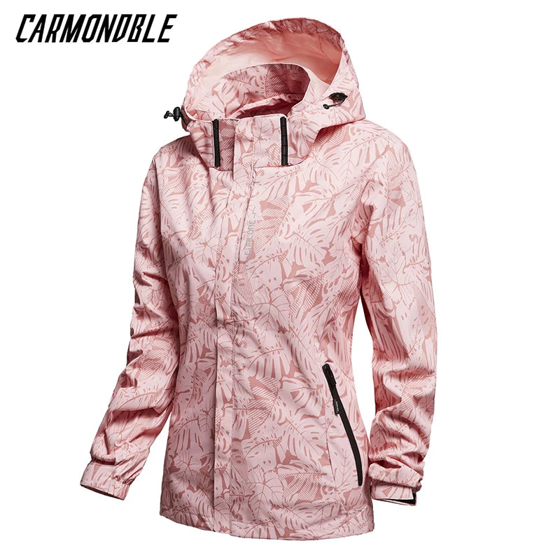 CARMONDBLE Hiking Sport Hooded Coat Womens Waterproof Jacket Travel Climbing Camping Casual Outwear Abrigo De Mujer Impermeable