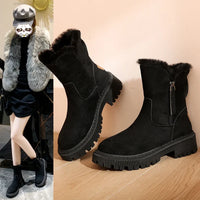 Snow Boots Women 2023 Winter Warm Fashion Designer Platform Boots Gladiator Non-slip Short Plush Flats Suede Shoes Mujer