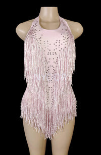 Sparkly Rhinestones Fringes Leotard Women Nightclub Party Outfit Dance Costume One-piece Stage Wear Sexy Performance Bodysuit