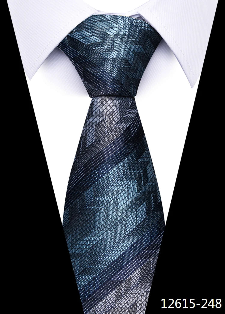 Newest Style 8 cm Necktie Man Blue Golden Striped Wedding Accessories Performance Tie Men Necktie Gravatas Fit Business