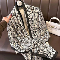 Spring Scarf Women's Luxury Design Polyester Material Smooth Scarf Soft Shawl Beach