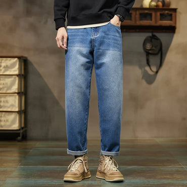 Baggy Pants Loose Fit Retro Blue Harem Pants Vintage Clothes Baggy Jeans Men Fit Harem Pants Wide Leg Fashion Pockets