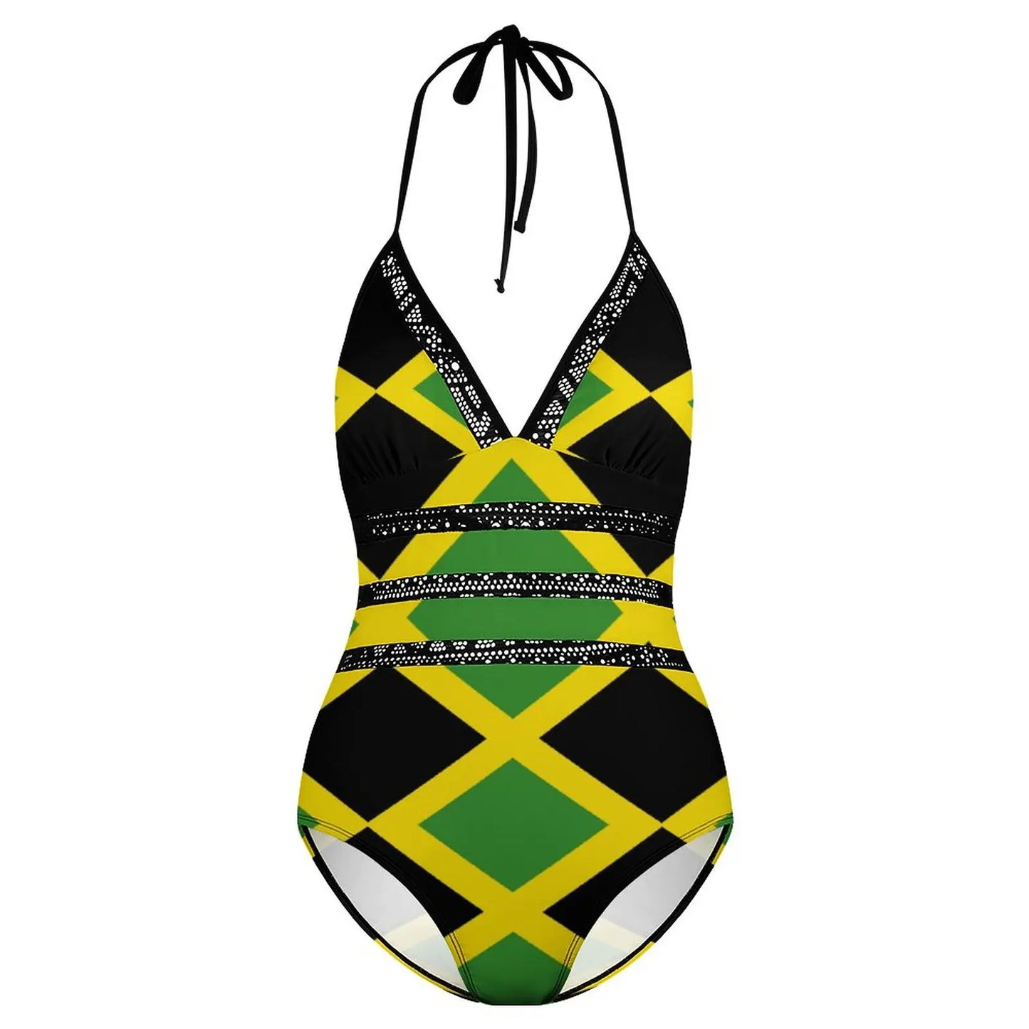 Sexy Women's Bikinis Jamaica Jamaican Flag Flag Raggae One-piece Swimsuit Vintage Beachwear High Grade Swimsuit Geeky