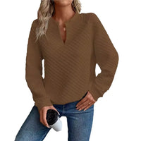 Women Sweatshirt 2025 Spring Autumn Latest Fashion Solid Color Deep V-Neck Pullover Long Sleeved Casual Hoodie Loose Sporty Top