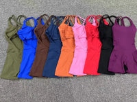 Sleeveless Backless Dance Sport Jumpsuit Short Jump Suit Women Gym Set One Piece Bodycon Fitness Overalls Black Pink Blue Purple