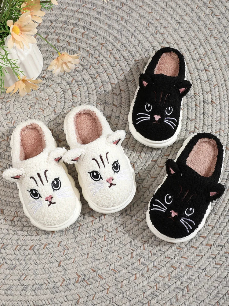 Winter furry slippers are cold and handsome cat half pack winter home warm slippers