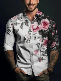2025 Men's Button Casual Shirt Spring/Summer Printed Long Sleeve Daily Fashionable and Comfortable Top