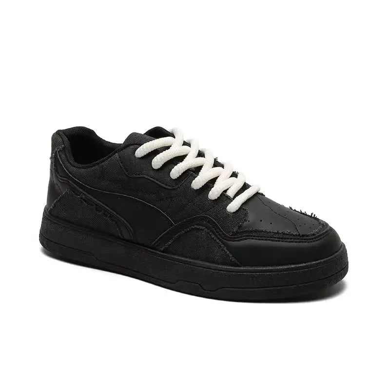Fashionable and Luxurious New Men Sports Shoes Solid Color Round Toe Flat Spring Flat Bottom Thick Sole Comfortable Sports Shoes