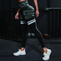 Striped Camo Leggings Women Seamless Knit Tights High Waist Hip Liftting Workout Running Fashion Slim Yoga Fitness Yoga Pants